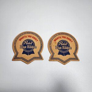 Pabst Blue Ribbon Beer Coasters Two What'll You Have Brewery Pub Tavern Vintage
